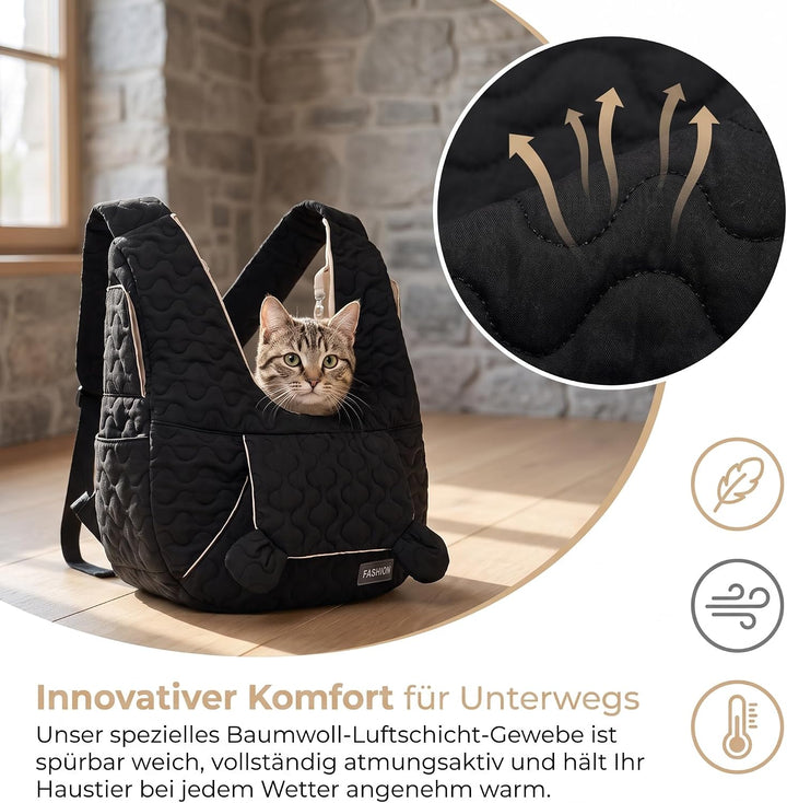 Nylon Handfreie Hunde-Tragetasche für Kleine Hunde &amp; Katzen, Schwarz