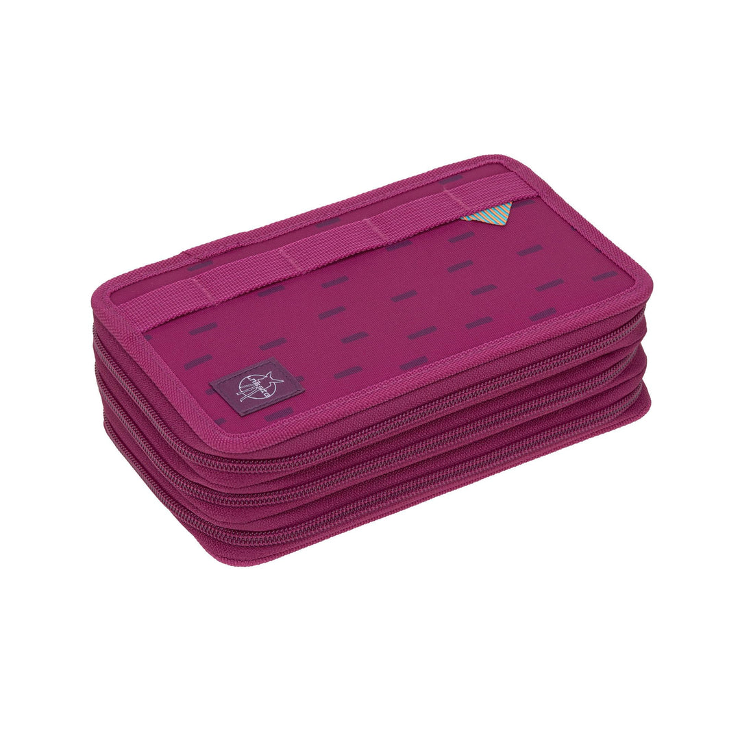 LÄSSIG Federmäppchen befüllt 20-teilig / School Triple Pencil Case Unique Speckles Berry Pink, Pink