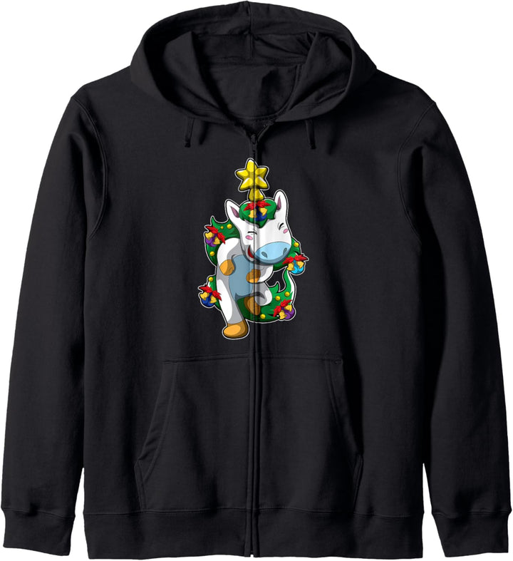 Weihnachten Einhorn - Geschmücktes Fabelwesen Kapuzenjacke