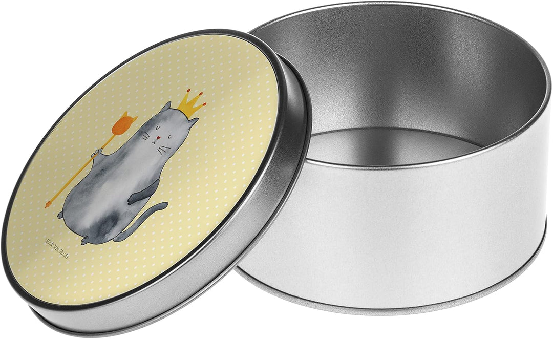 Mr. &amp; Mrs. Panda Blechdose rund Katze König - Geschenk, Katzenfreund, Katzendeko, Blechdosen mit Dec
