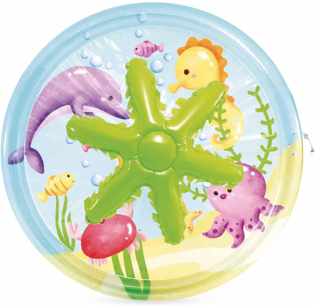 Intex Aufblasbarer Kinderpool mit Palmenspray, Ø 173 x 104 cm, mit Wasserspritzer, Schlauchanschluss