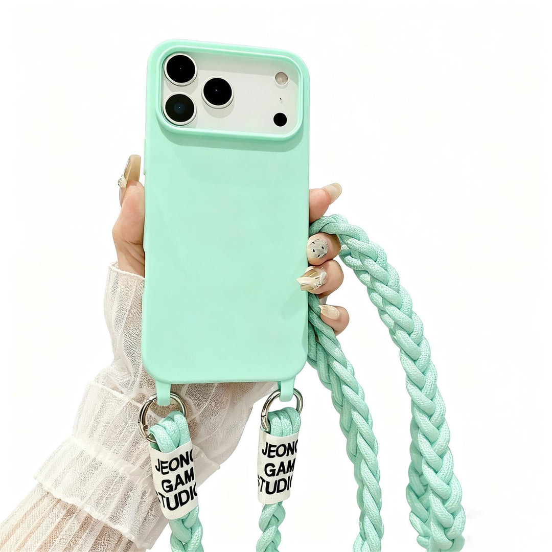 Emlivi Handykette Hülle für iPhone 17 Pro Necklace Handyhülle Nylon Schultergurt Liquid Silikon TPU