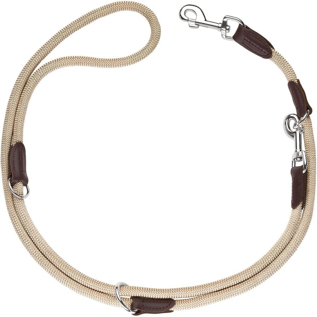HUNTER Verstellbare Hundeführleine FREESTYLE, Farbe: beige, robust &amp; wetterfest, 3-fach verstellbar,