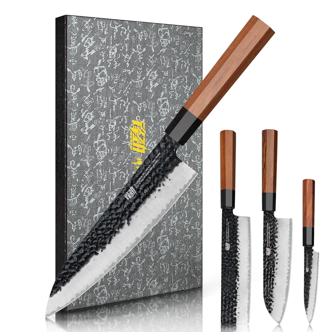 FINDKING Dynasty Serie 4PCS Küchenmesserset, Professionelles japanisches Kochmesserset, Klinge aus 9