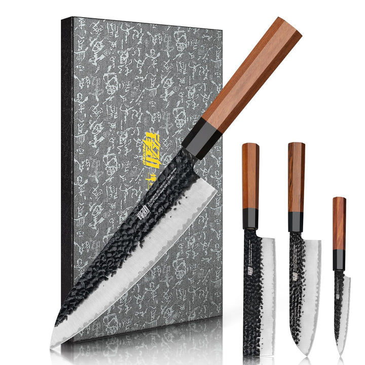 FINDKING Dynasty Serie 4PCS Küchenmesserset, Professionelles japanisches Kochmesserset, Klinge aus 9