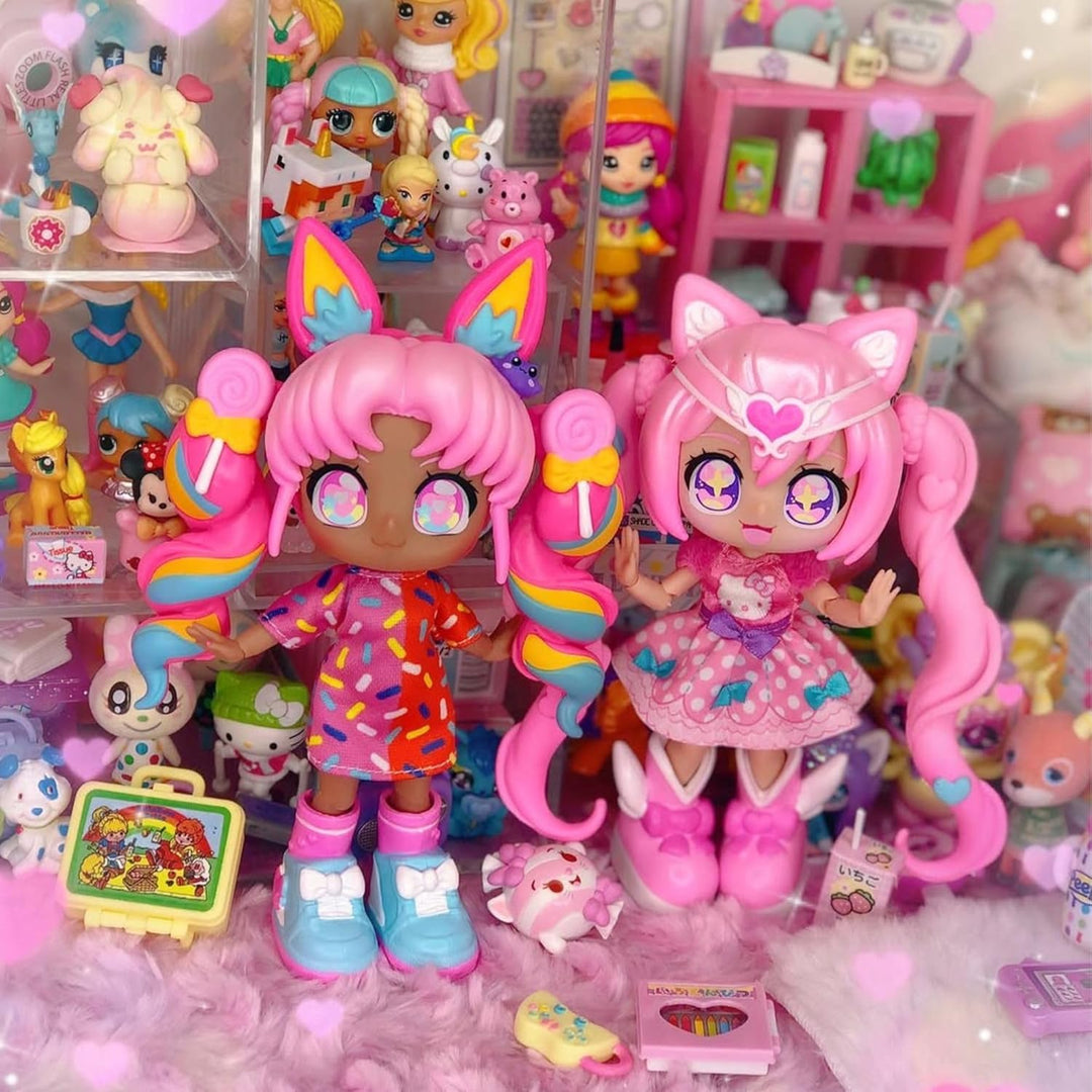 BANDAI - Animakii Cyberpunk und Gamerin - Set Personalisierbare Puppen - 1 Puppe, 4 Gesichter, 2 Fri