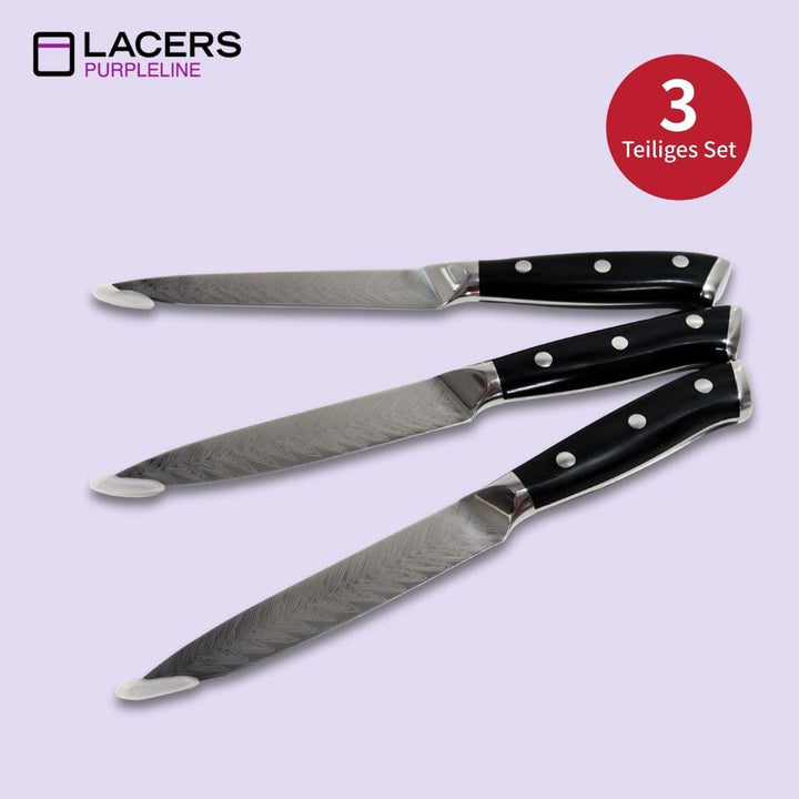 Lacers PurpleLine Messer Set 3-teilig – Allzweckmesser 5" aus rostfreiem Edelstahl 7Cr17 – Küchenmes
