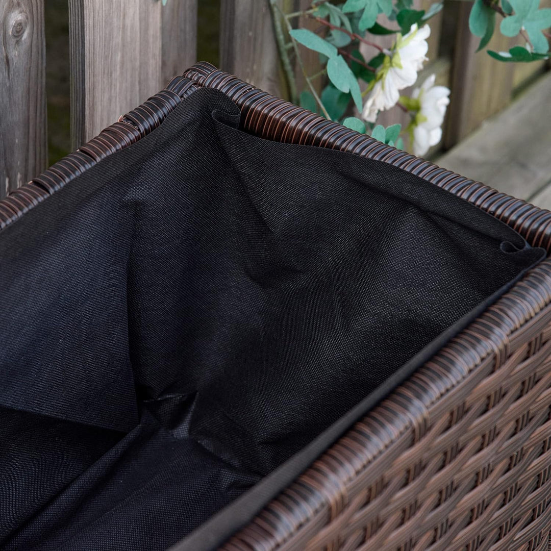 Outsunny Hochbeet Poly Rattan mit Rollen Pflanzkasten mit Abflusslöchern Blumenkasten Blumenkübel Ka