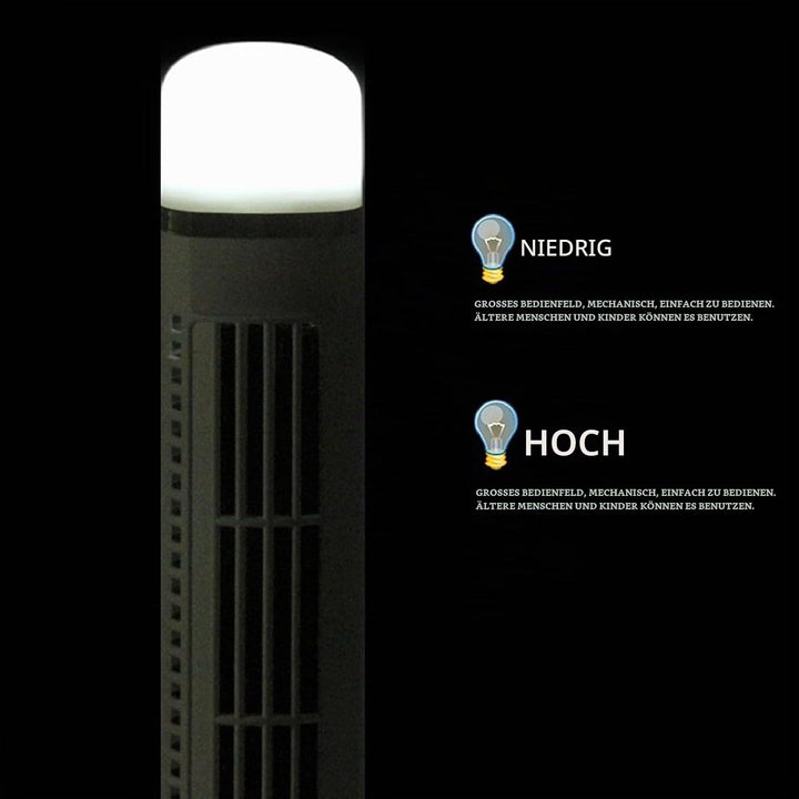 TOPINCN Turmventilator für Schlafzimmer mit Leichten ABS-Metallkomponenten, 90 Grad Oszillierender F