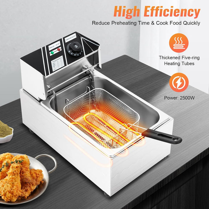 KüchenProfi Fritteuse 6L Elektrisch mit Korb – Professionelle Maschine &amp; Frittiergerät für Haushalt,