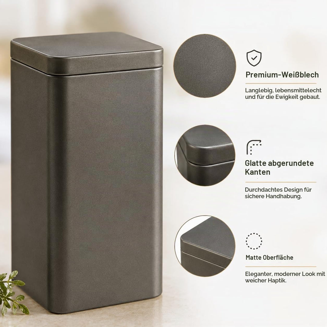 8 Stück Klassische Teedosen für Losen Tee, Aromadicht aus Metall für je 150g Earl Grey, TeeAufbewahr