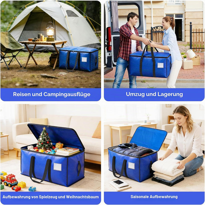 4pcs Grosse Aufbewahrungstasche 72L-95L Heavy-Duty Umzugstaschen Faltbare Umzugskartons mit Reissver