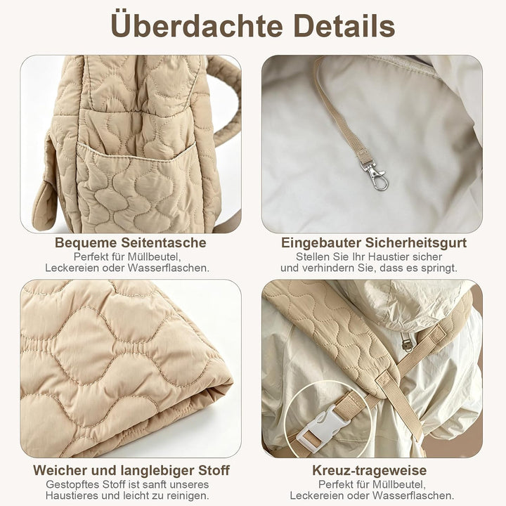 Hundetragetasche Bis 10 Kg, Freihändige Front Hunderucksack mit Verstellbarem Gurt, Bequeme Hunde Tr