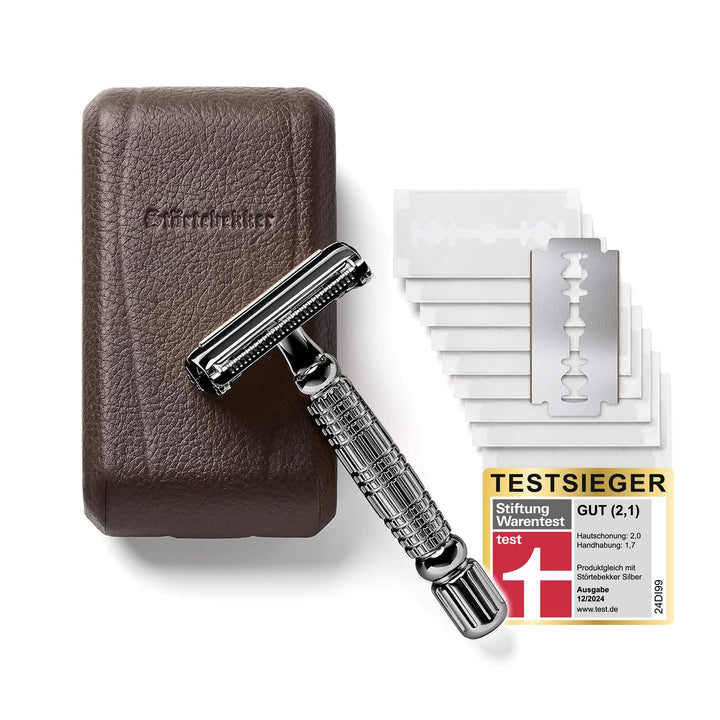 Störtebekker® Premium Rasurpflege Set - inkl. Rasierhobel, Etui, Rasierpinsel, Rasierseife, Rasiersc