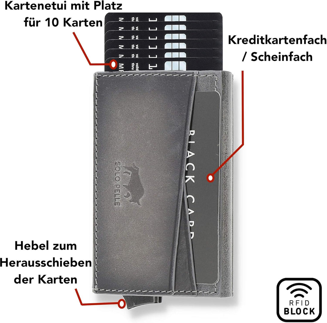 Solo Pelle Kartenetui | Kreditkartenetui | Leder Geldbörse Slim Wallet Portmonee | Geldbeutel mit RF