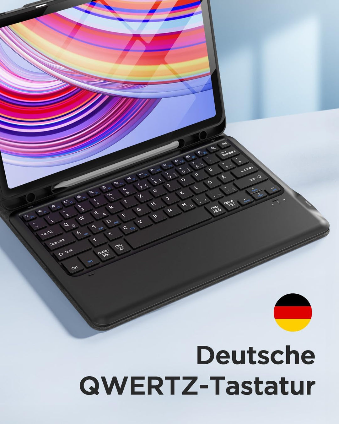 EasyAcc Tastatur Hülle Kompatibel mit Redmi Pad Pro 12.1 / Xiaomi Poco Pad 12.1 2024 mit Schutzfolie