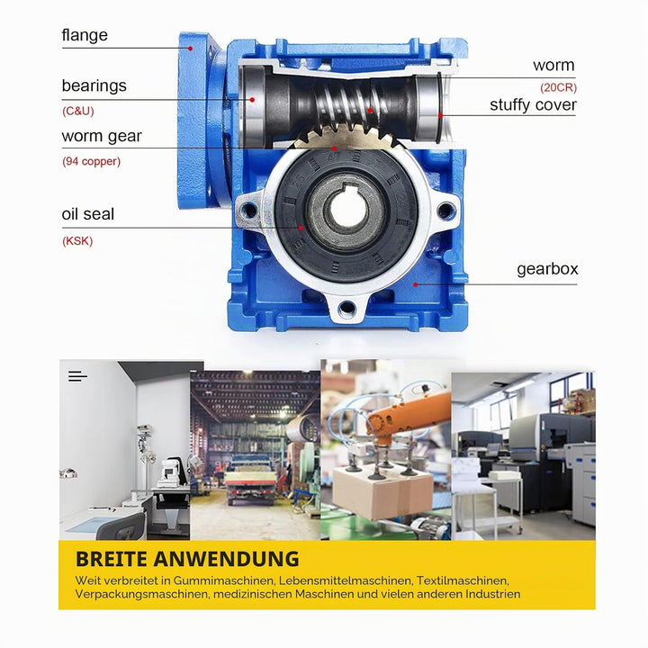 RATTMMOTOR Schneckengetriebe NMRV030,Hohe Drehmoment Schneckengetriebe,Worm gearbox,getriebe (7,5) :
