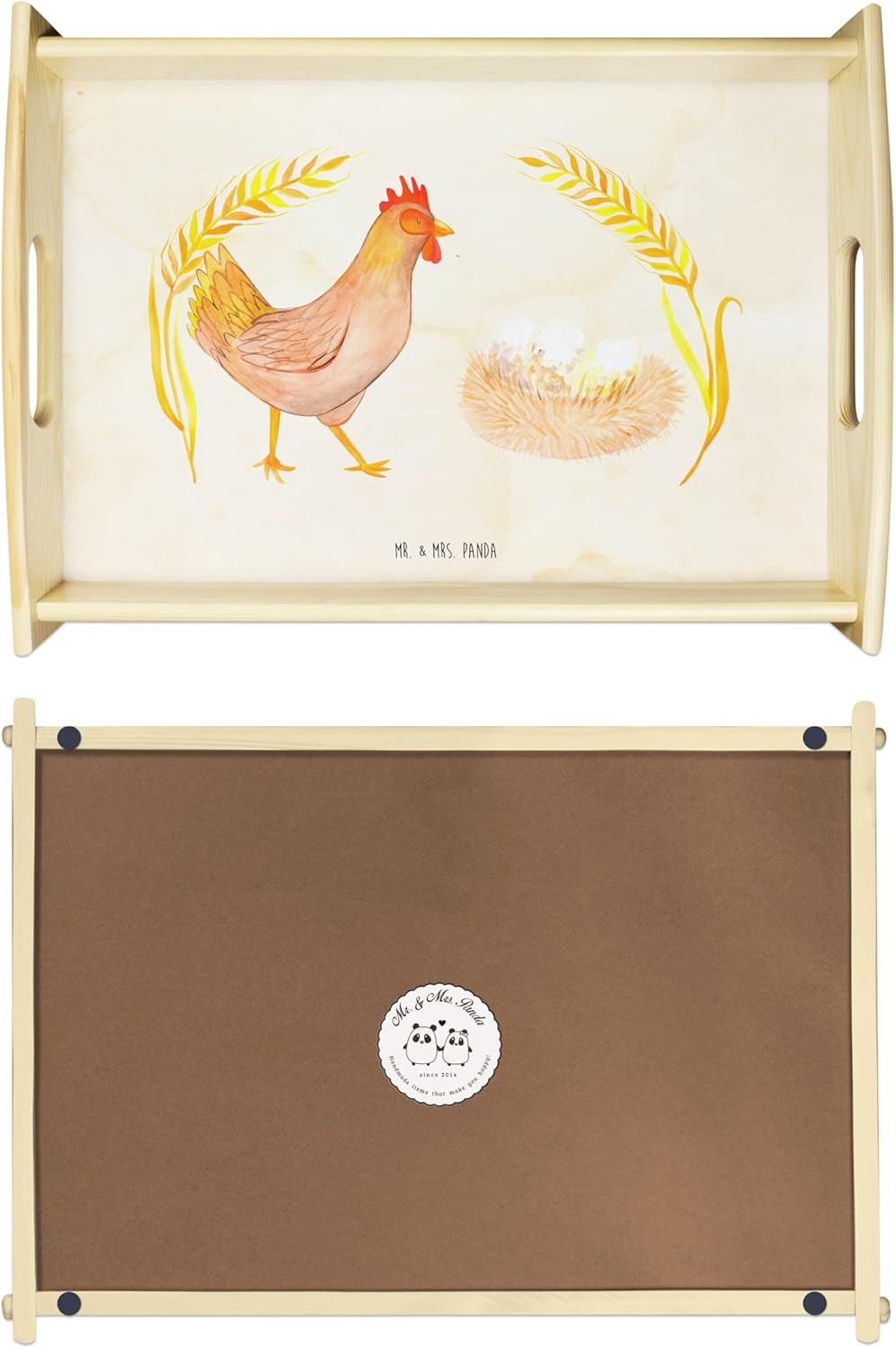 Mr. &amp; Mrs. Panda Servier Tablett Huhn Stolz - Geschenk, Eier, sofatablett, Serviertablett, Hahn, Bau
