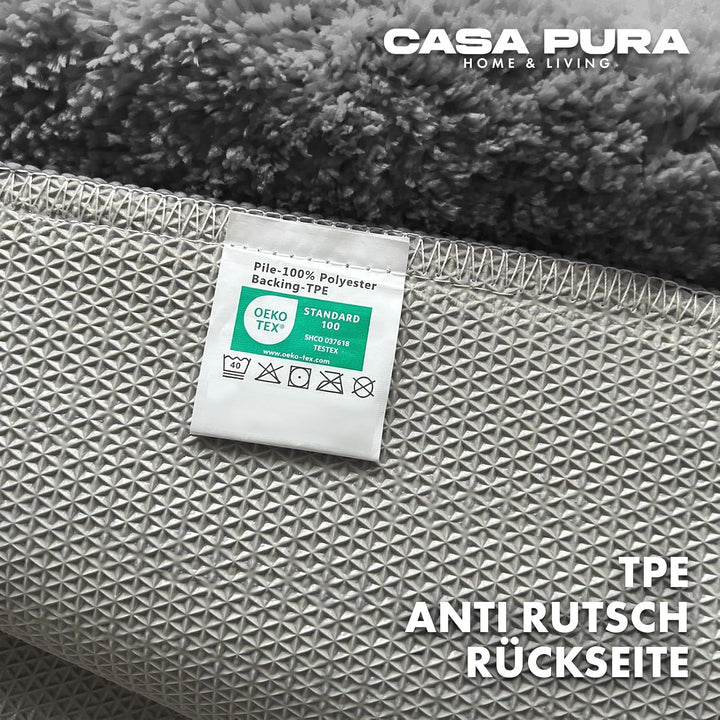 casa pura Badematte grau weicher, Flauschiger Badezimmerteppich in Shaggy Optik, Badvorleger rutschf