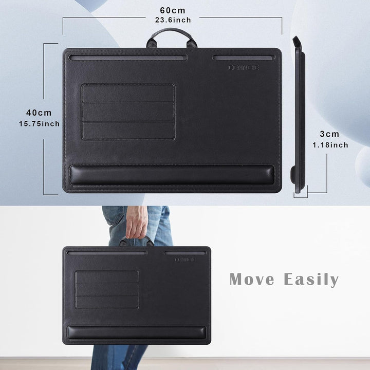 CENNBIE Extragrosser Laptoptisch aus Leder mit Memory-Schaum-Kissen, 60x40 cm, verstellbar für Lapto