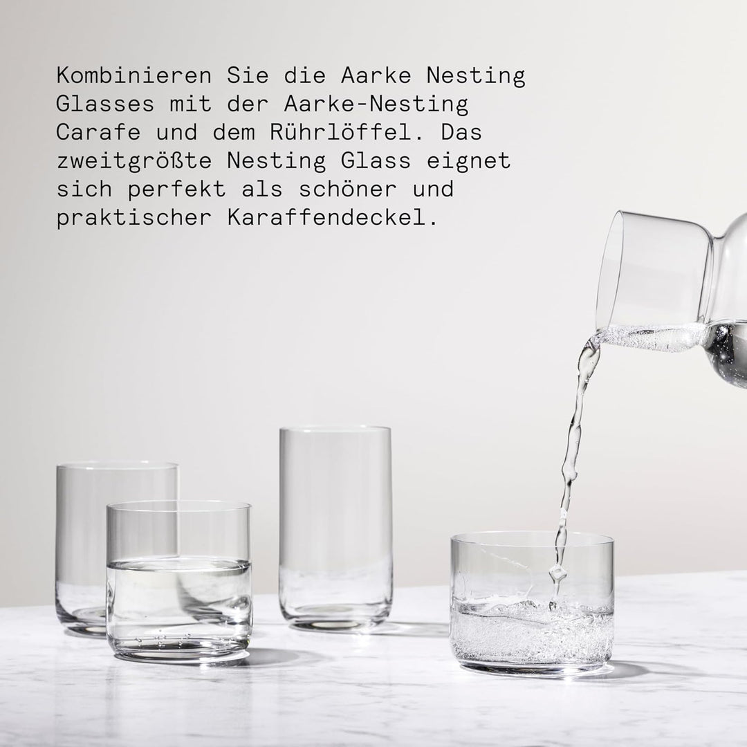 AARKE Nesting Glasses, Kristallglas 4 x 290 ml, Spülmaschinenfest Stapelbare Gläser, Stapelbare Gläs