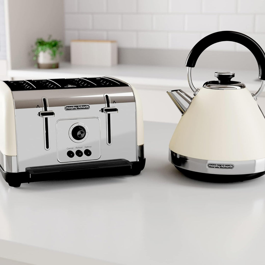 Morphy Richards Venture 100132 Wasserkocher, Pyramidenform, 1,5 l, 3 kW, Rapid Boil Cremefarben VENT