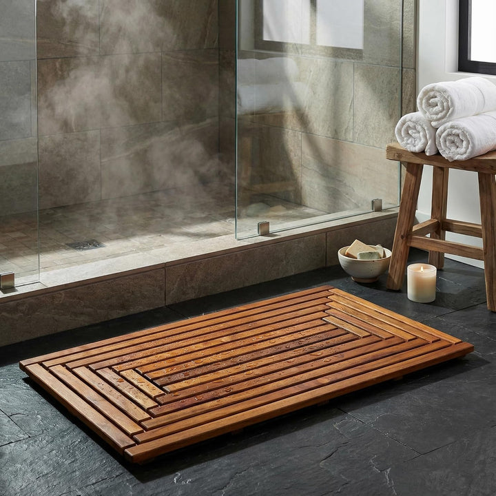Bare Decor Giza Fussmatte, massives Teakholz, 91,4 x 50,8 cm, Matte