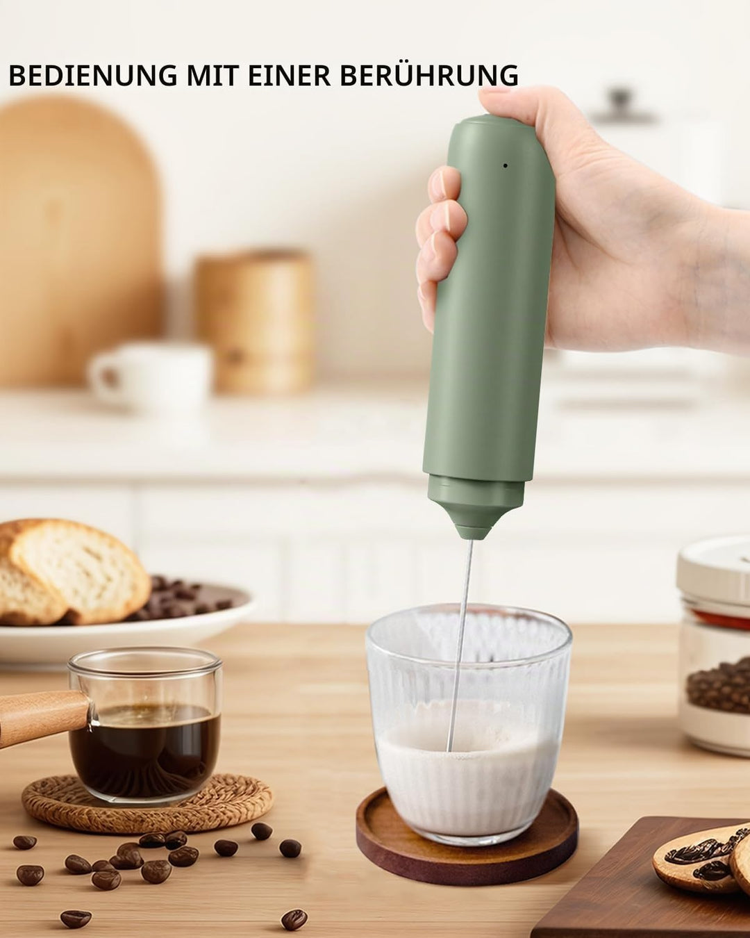 CIRCLE JOY Wiederaufladbarer Milchaufschäumer Handheld, Elektrischer Kaffee-Aufschäumer, Tragbarer H