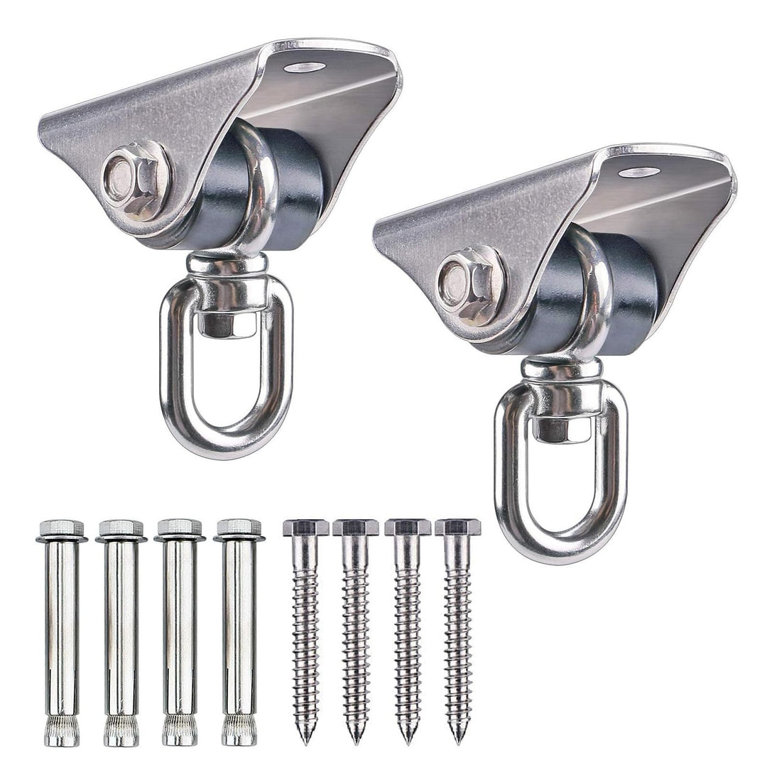 BeneLabel Deckenhaken Schaukel 2 Turnringe Balkenanker mit Silentbuchse Silber-silentbuchse-2er, Sil