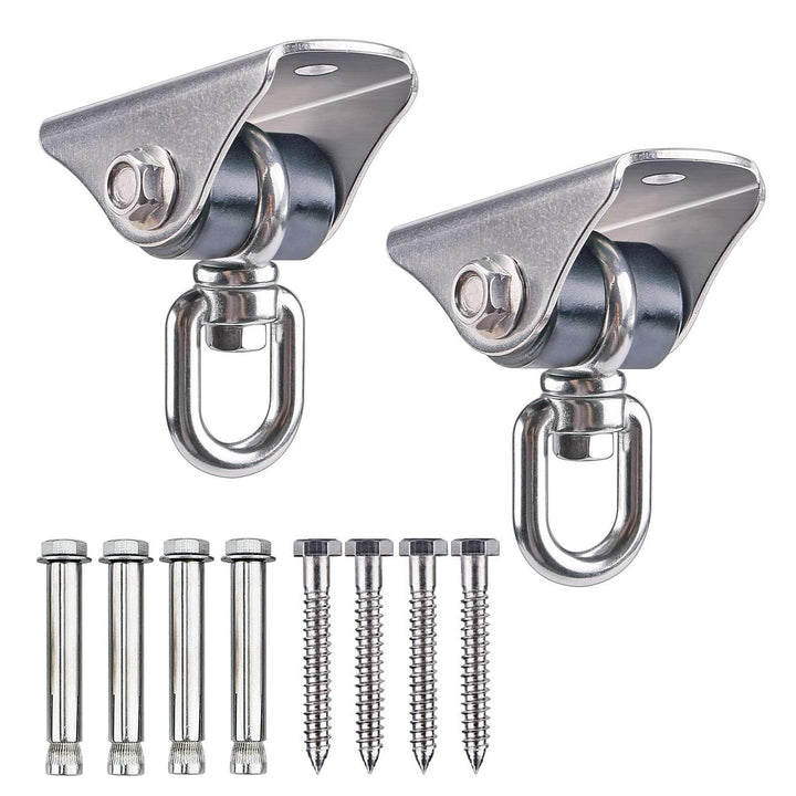 BeneLabel Deckenhaken Schaukel 2 Turnringe Balkenanker mit Silentbuchse Silber-silentbuchse-2er, Sil