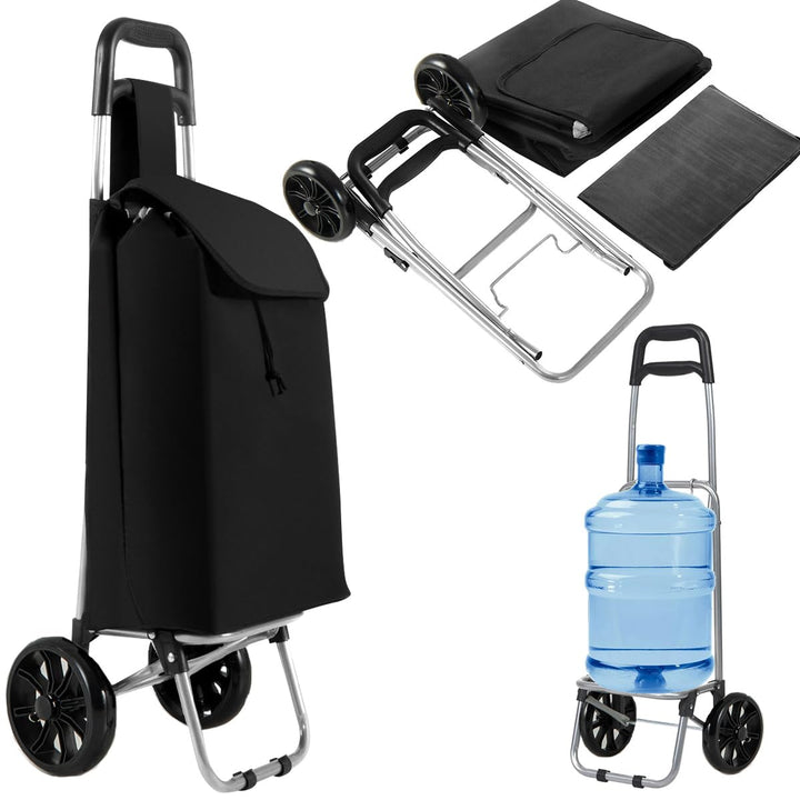 COSTWAY 35L Einkaufstrolley klappbar, Einkaufswagen mit Rollen, Einkaufsroller mit abnembarer Einkau