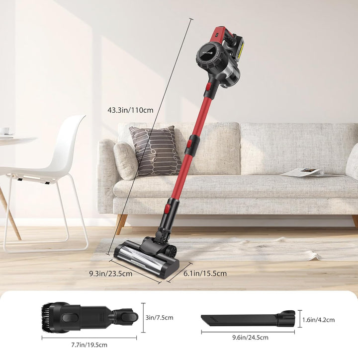 Akku Staubsauger, Akku Stabstaubsauger Kabellos, Akkusauger mit Anti Tangle Bürste, 99,999% Filterle