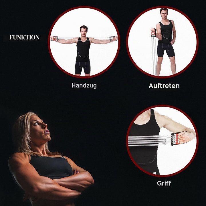 Chest Expander Verstellbar, Fitness Expander, Brust Expander für Männer &amp; Frauen, mit 5 Frühjahrs-Mu