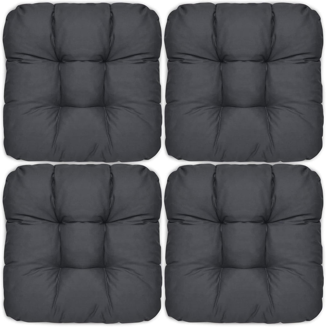 Beautissu 4er Set Sitzkissen 40x40 cm Lisa Anthrazit - weiche Indoor &amp; Outdoor Kissen mit 8cm Schaum