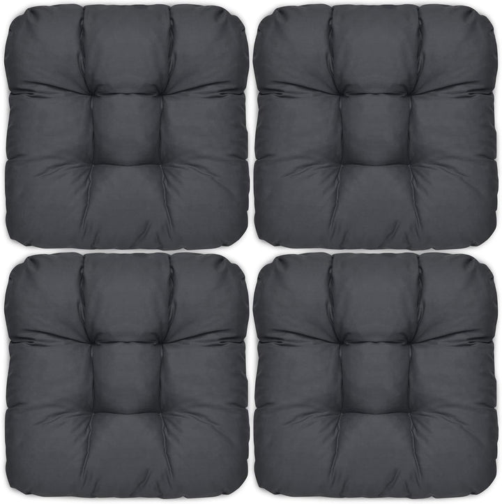 Beautissu 4er Set Sitzkissen 40x40 cm Lisa Anthrazit - weiche Indoor &amp; Outdoor Kissen mit 8cm Schaum