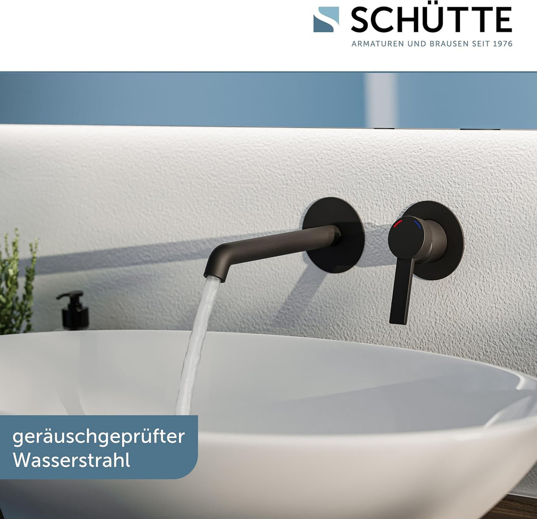 Schütte Los Angeles Waschtischarmatur für Wandmontage, Eleganter Wasserhahn fürs Badezimmer, Mischba