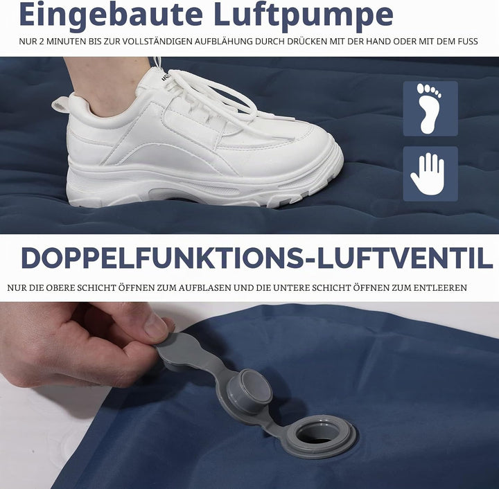 Isomatte für Camping, extra dick 12,7 cm, mit integrierter Fusspumpe Super King, Super King