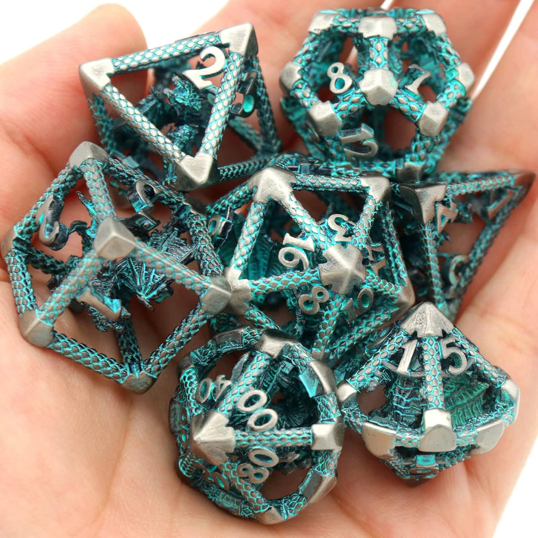 DND Würfel, Metall Spielwürfel Dungeons and Dragons Würfel Set HNCCESG Hohle 3D Drachen D&amp;D Würfel P
