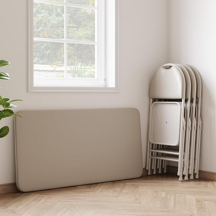 Klappbarer Campingtisch 120 * 71 * 51cm Stabil | Klapptisch Esstisch Mit PU-Leder-Oberfläche &amp; Metal
