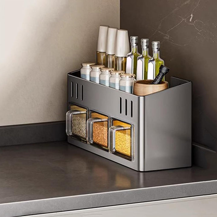 Generisch Flavoring Shelf, Sauce Container Rack, Culinary Storage | Two-Tier Structure, Leakproof Se