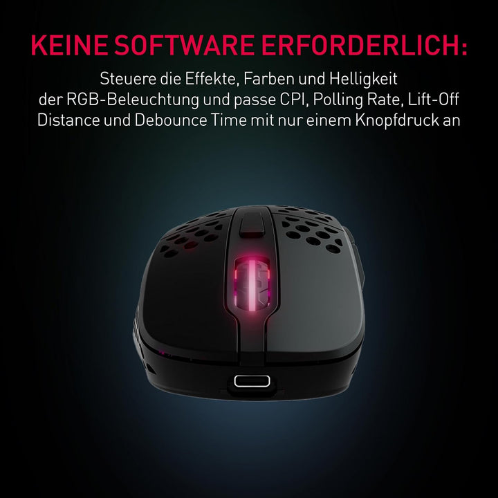 Xtrfy M4 Kabellose ultraleichte Gaming-Maus, RGB, verstellbare Form, 2,4 GHz, verzögerungsfrei, kabe