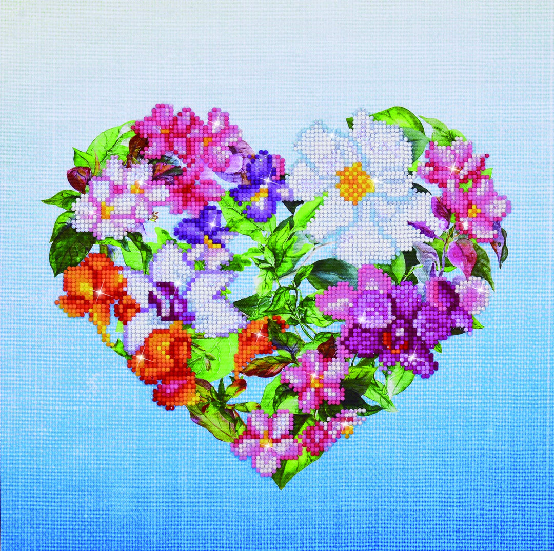 Diamond Dotz DD7-008 Blumen Herz, ca. 37 x 37 cm gross, Diamond Painting, Malen mit Diamanten, funke