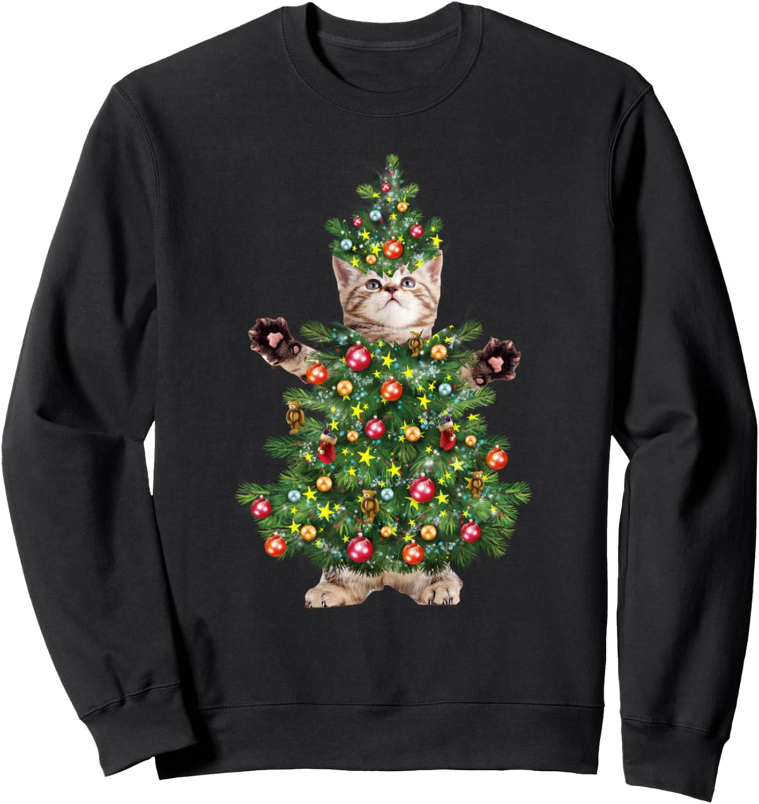 Katzen Kätzchen Cat Tree Weihnachten Weihnachtsbaum Geschenk Sweatshirt