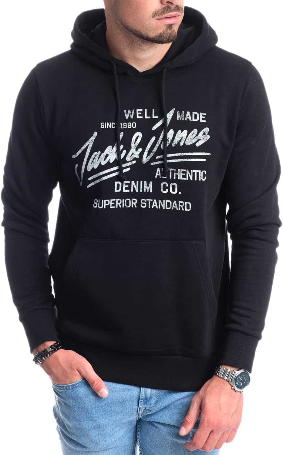 JACK &amp; JONES Herren Hoodie Pullover mit Kapuze Sweatshirt Kapuzenpullover für Männer aus Baumwolle m