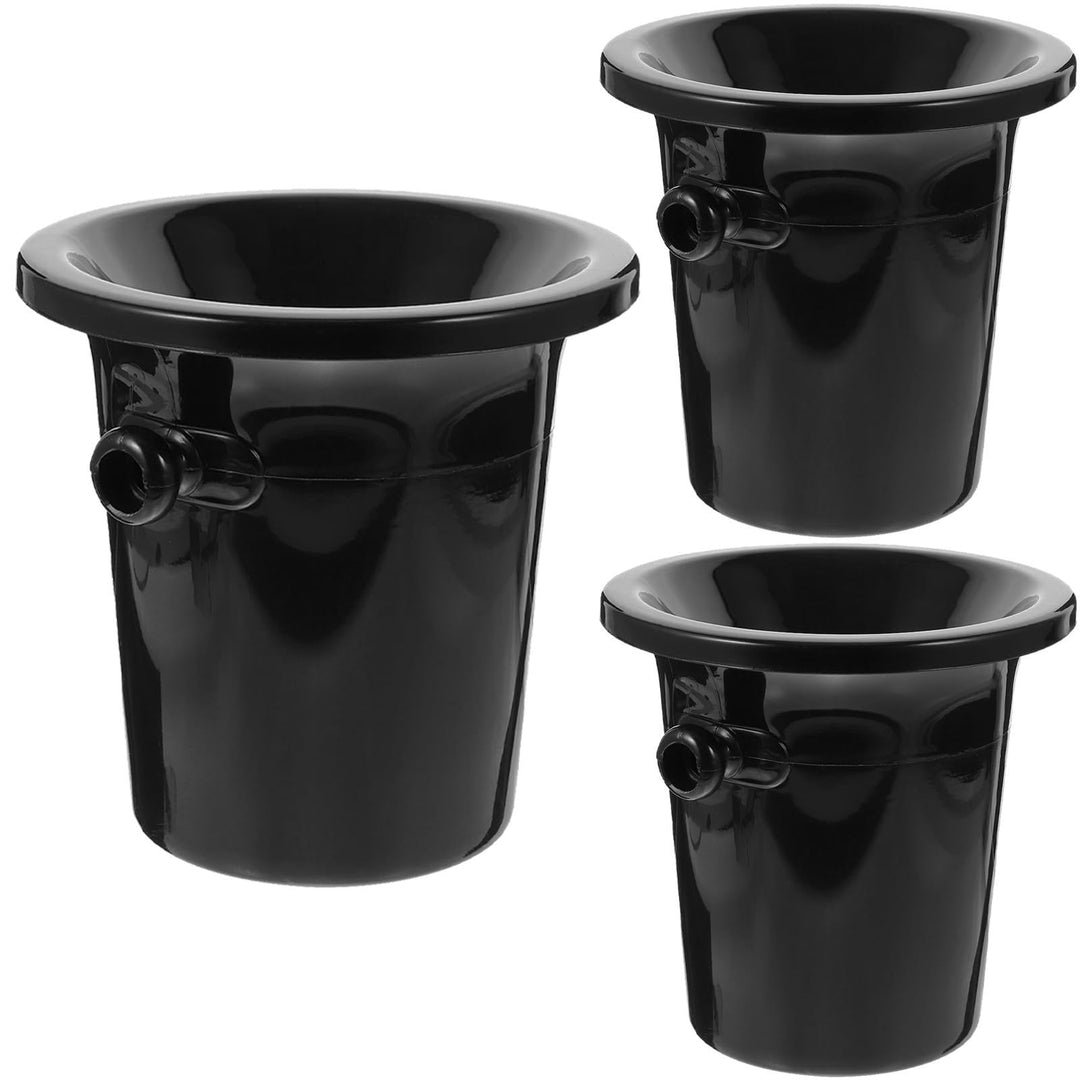 Homoyoyo Weinkühler Weinkühler Eimer Eisbehälter aus Plastik 3er Set, schwarz, rund, Doppelgriff, fü