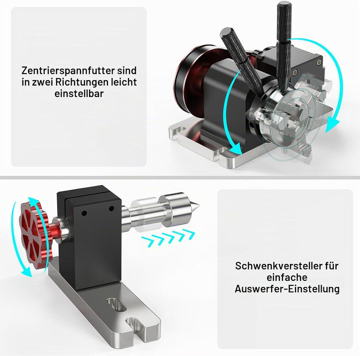 Twotrees TTC 450 CNC Drehachse, 4-60mm Chuck, Vierte Achse 360° Rotary Kit passend für TTC450 und di