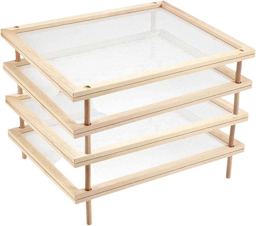 4 Schichten 24,5x39cm Pasta Trockengestell, Stapelbarer Nudel Trockengestell, Nudel Aus Holz, Flache