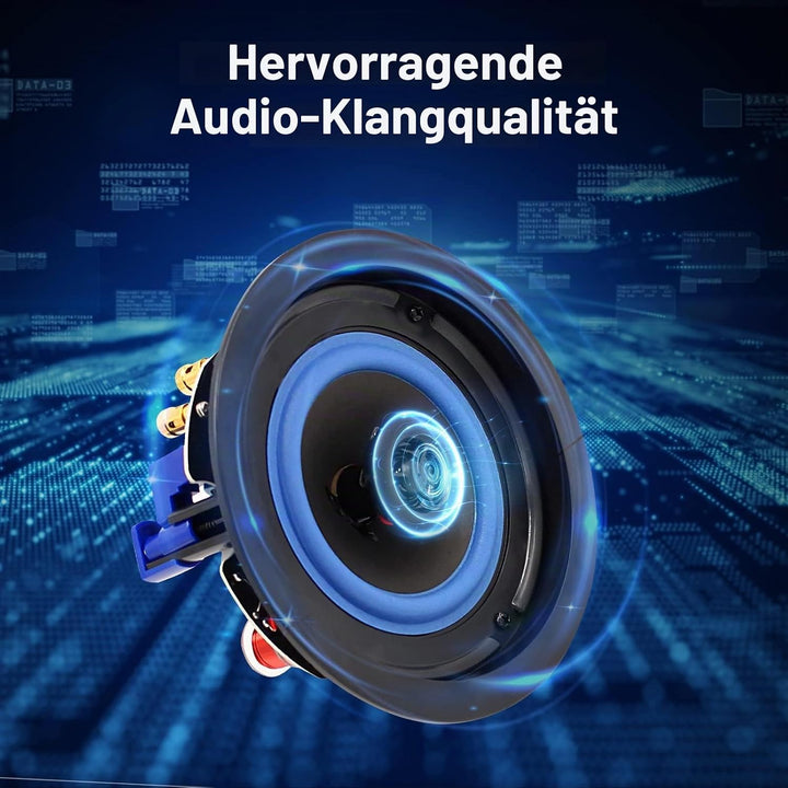 Herdio 4 Zoll Deckenlautsprecher, 160 Watt Kompatibel mit Bluetooth Einbaulautsprecher, Bündige Mont