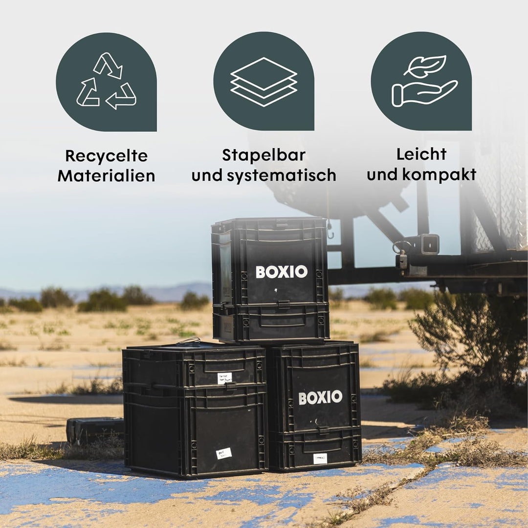 BOXIO - SOLO UP: Aufbewahrungsbox 40x30x12 cm - Eurobox - perfekte Plastikbox, Transportkiste, Kiste