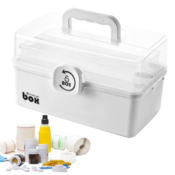 Hausapotheke Box Erste Hilfe Kasten Portable Medikamentenbox, 3 Ebene Medikamenten Organizer Multifu
